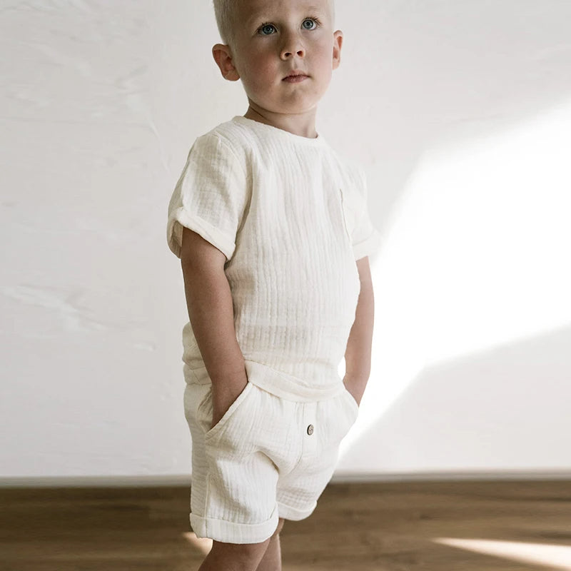 Double Gauze linen Shorts Set