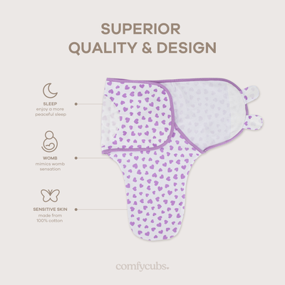Easy Swaddle Blankets by Comfy Cubs - Purple, Pack of 3
