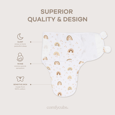 Easy Swaddle Blankets by Comfy Cubs - Rainbow Bohemian, Pack of 3