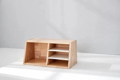 Calla Flip Ladder Jigsaw Storage - Solid Wood, Removable Legs, 3 Shelves