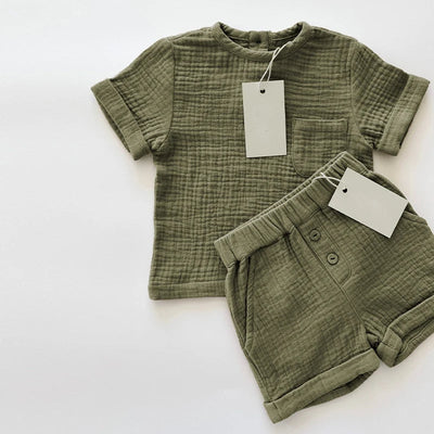 Double Gauze linen Shorts Set