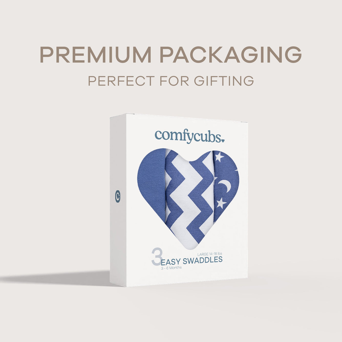 Easy Swaddle Blankets by Comfy Cubs - Dark Blue, Pack of 3