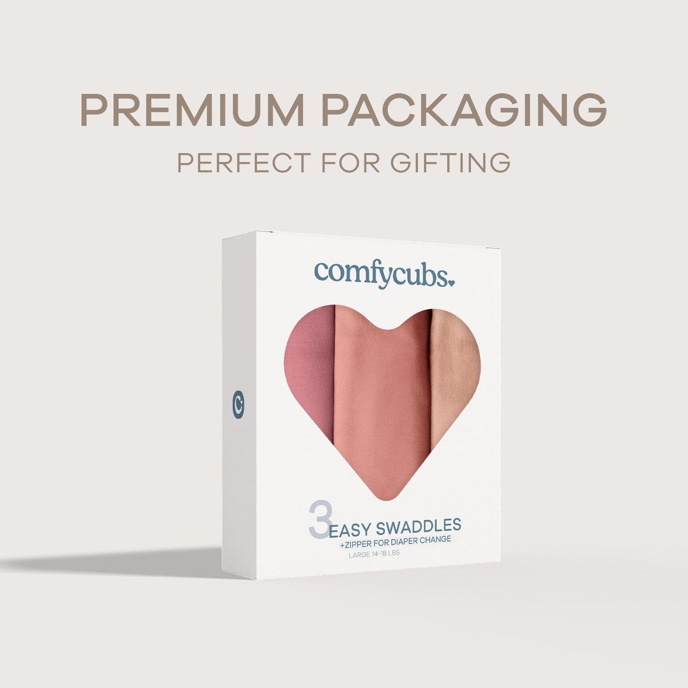 Easy Swaddle Blankets with Zipper by Comfy Cubs - Light Blush, Blush, Mauve