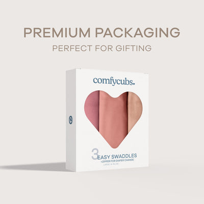 Easy Swaddle Blankets with Zipper by Comfy Cubs - Light Blush, Blush, Mauve