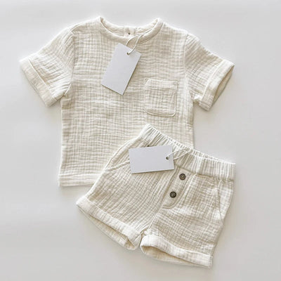 Double Gauze linen Shorts Set