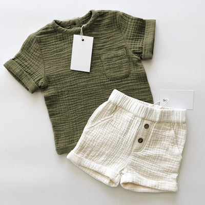 Double Gauze linen Shorts Set