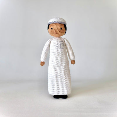 Boy Doll with Thobe and Kufi | Handmade Muslim Doll