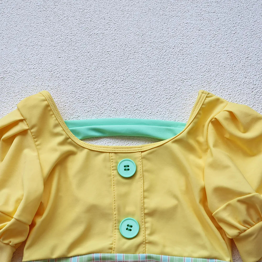 Girls Puff Sleeve 2 Pcs Swimsuit