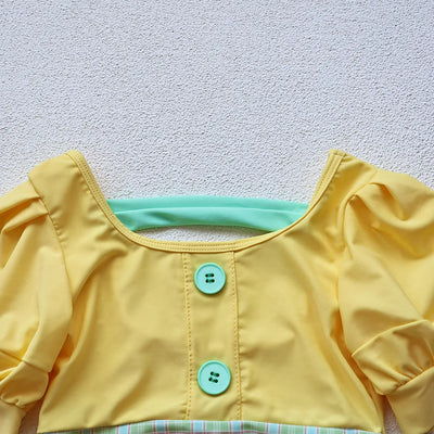 Girls Puff Sleeve 2 Pcs Swimsuit