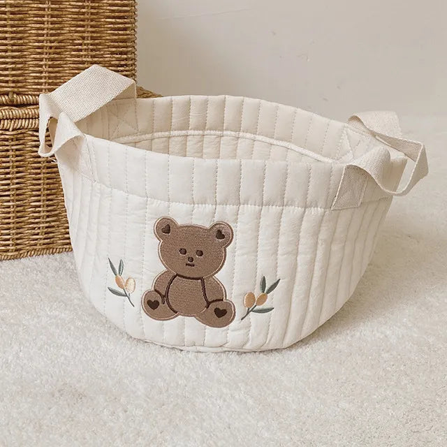 Cute Bear Embroidery Storage Basket