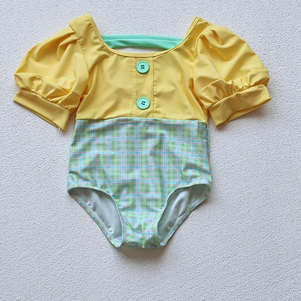 Girls Puff Sleeve 2 Pcs Swimsuit