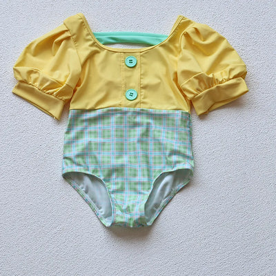 Girls Puff Sleeve 2 Pcs Swimsuit
