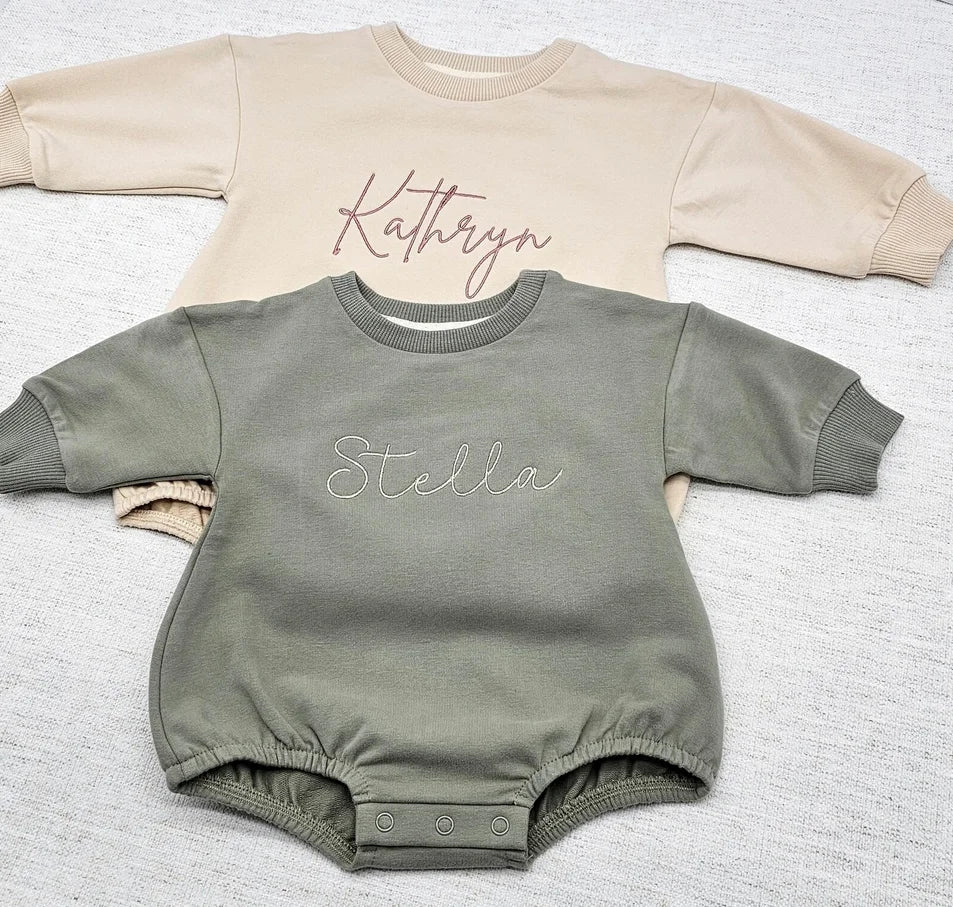 PERSONALIZED Embroidered Sweatshirt Romper