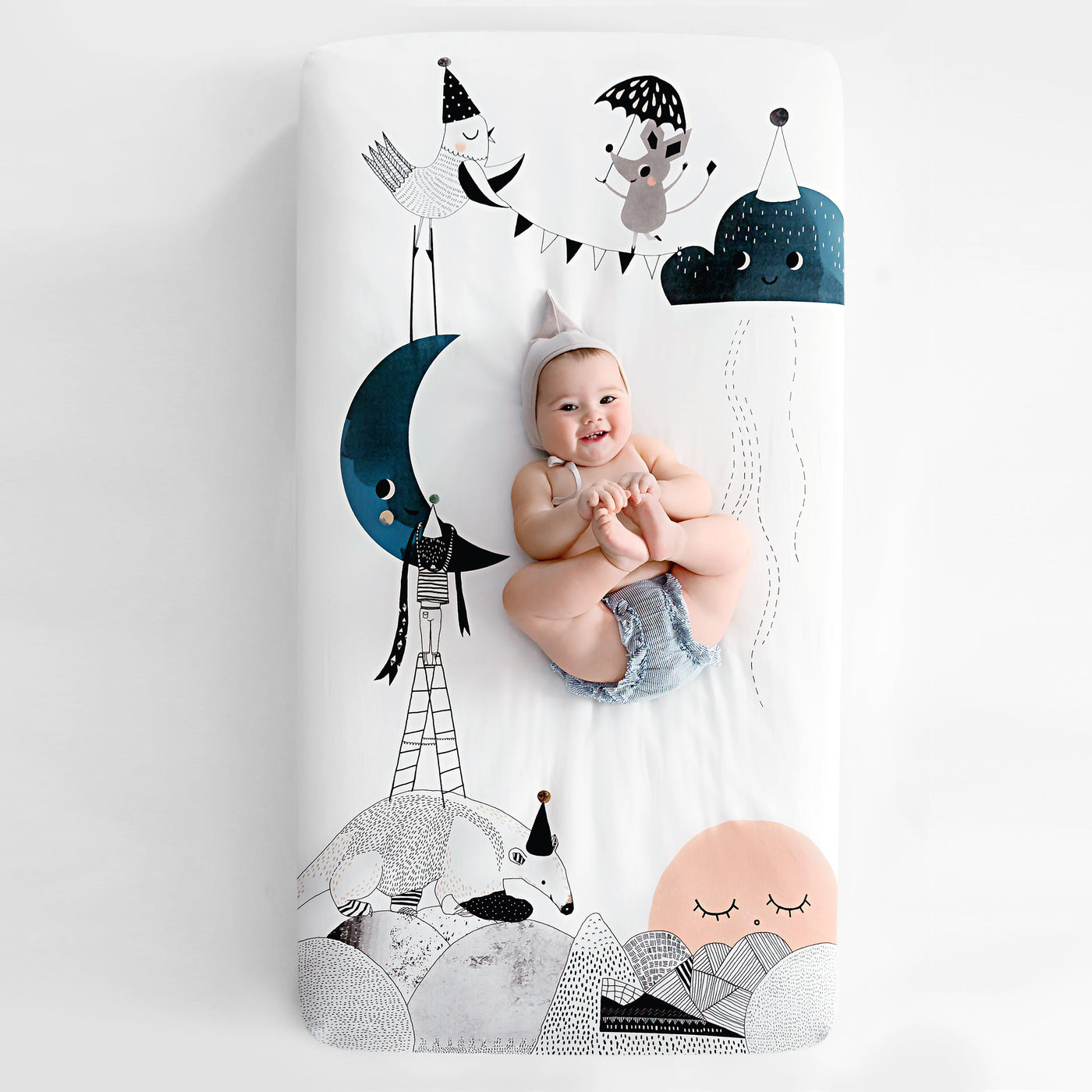 The Moon's Birthday Mini Crib Sheet