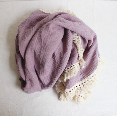 Solid Muslin Tassel Swaddle Blanket