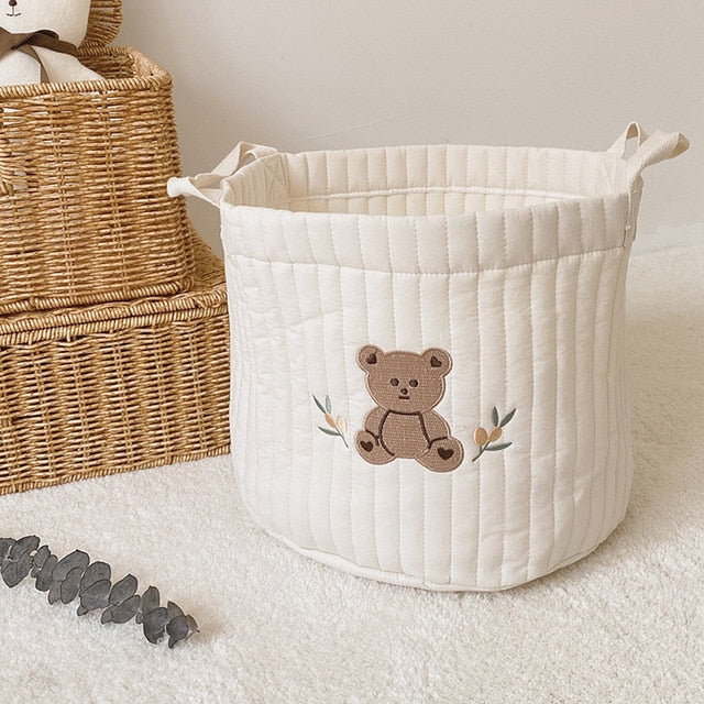Cute Bear Embroidery Storage Basket