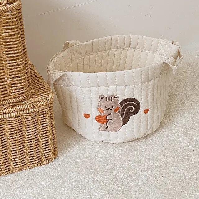 Cute Bear Embroidery Storage Basket