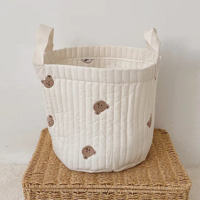 Cute Bear Embroidery Storage Basket