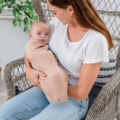 Muslin Swaddle Blanket, 1 Pack by Comfy Cubs in Blush with Custom Options