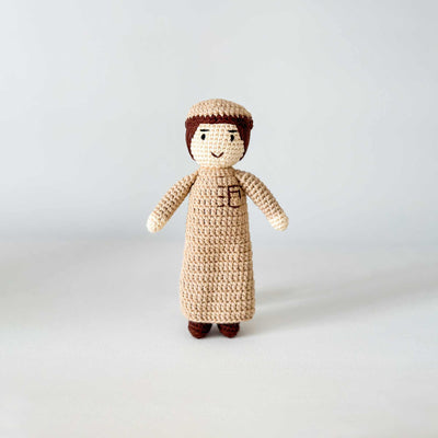 Boy Doll with Thobe and Kufi - Small Size | Handmade Muslim Doll