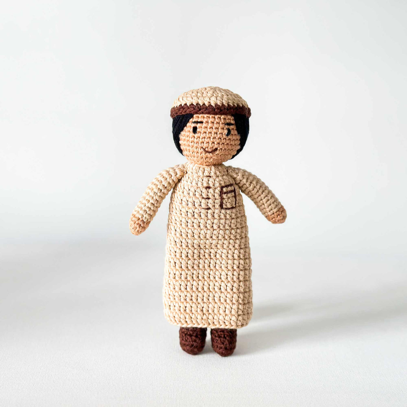 Boy Doll with Thobe and Kufi - Small Size | Handmade Muslim Doll