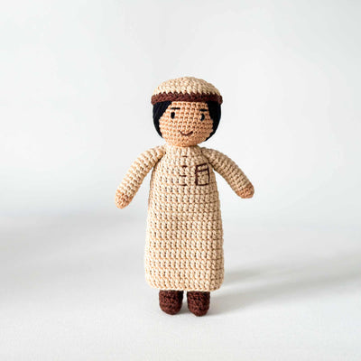 Boy Doll with Thobe and Kufi - Small Size | Handmade Muslim Doll