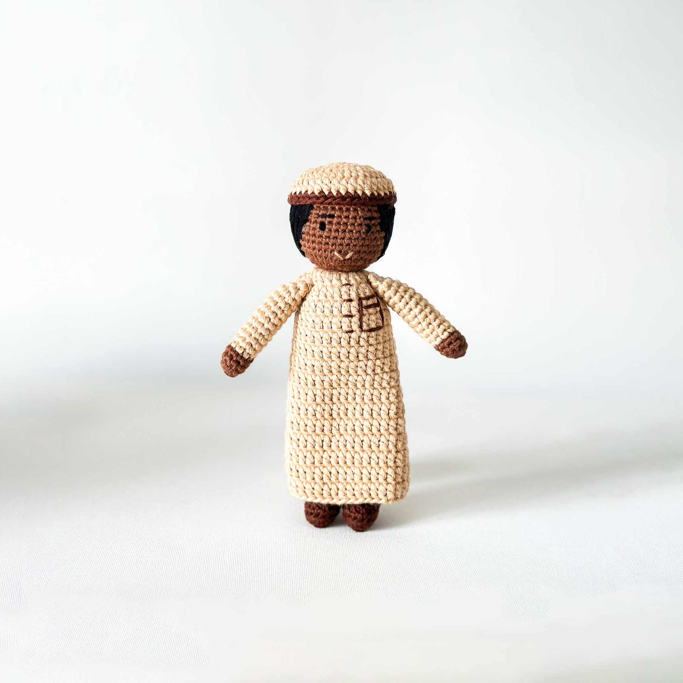 Boy Doll with Thobe and Kufi - Small Size | Handmade Muslim Doll