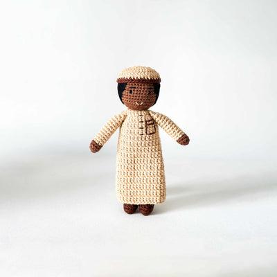 Boy Doll with Thobe and Kufi - Small Size | Handmade Muslim Doll