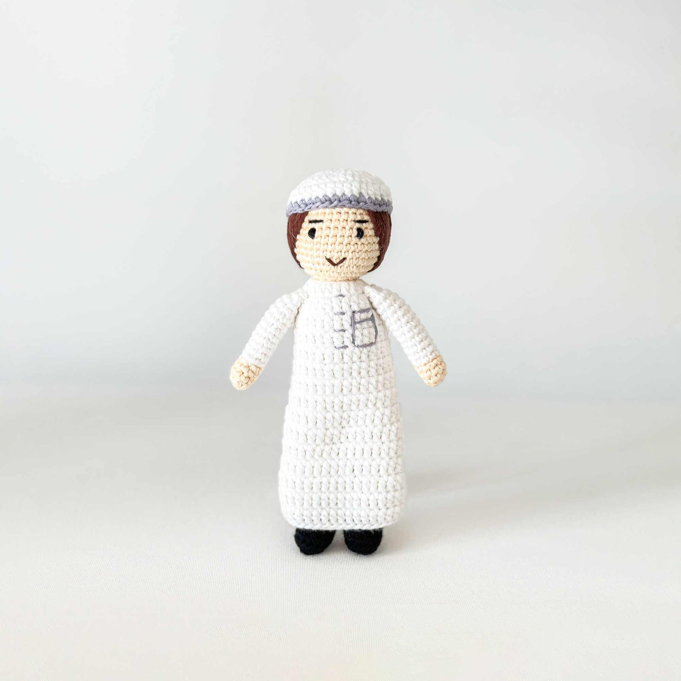Boy Doll with Thobe and Kufi - Small Size | Handmade Muslim Doll