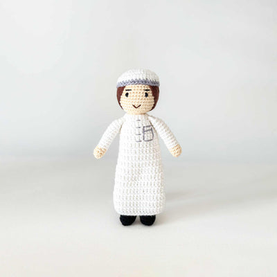 Boy Doll with Thobe and Kufi - Small Size | Handmade Muslim Doll