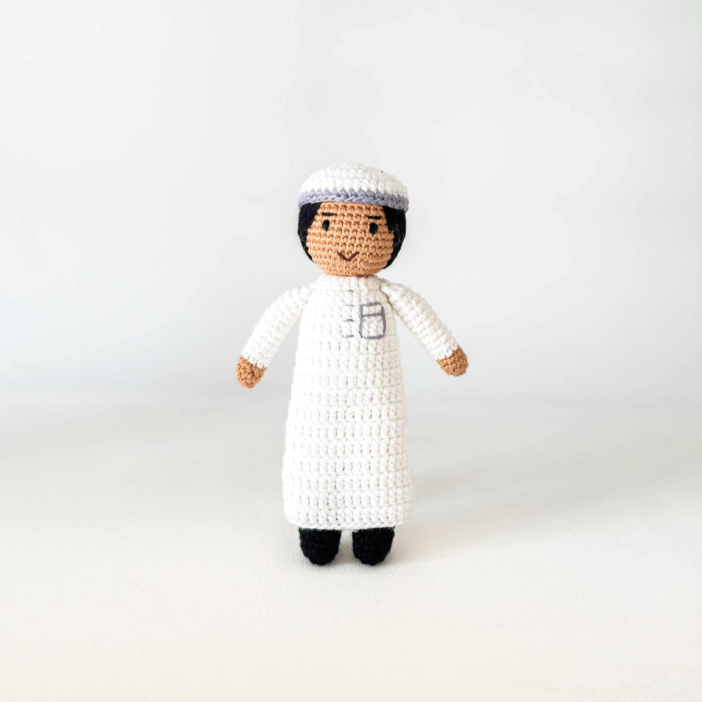 Boy Doll with Thobe and Kufi - Small Size | Handmade Muslim Doll