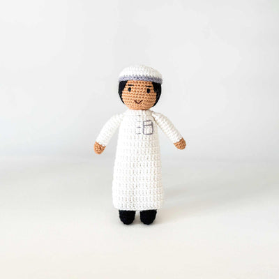 Boy Doll with Thobe and Kufi - Small Size | Handmade Muslim Doll
