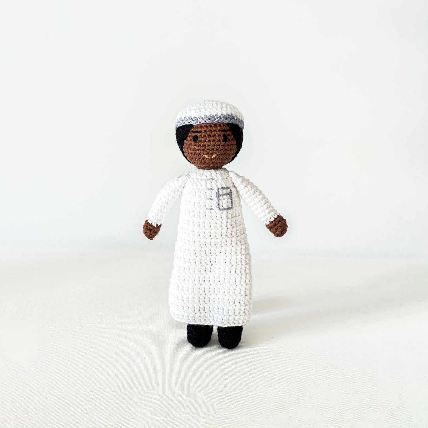 Boy Doll with Thobe and Kufi - Small Size | Handmade Muslim Doll