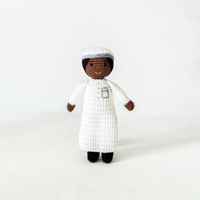 Boy Doll with Thobe and Kufi - Small Size | Handmade Muslim Doll