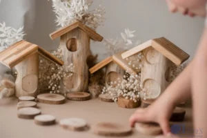 QToys Light tree log houses set of 4