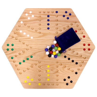 AmishToyBox.com Aggravation Wahoo Marble Board Game Set - Double-Sided - Hand Painted Wooden Family Board Game