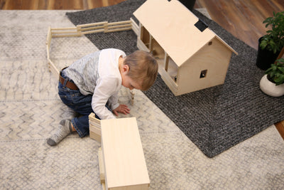 AmishToyBox.com Large A-Frame Barn Toy with Hay Loft, Realistic Wooden Toy Barn