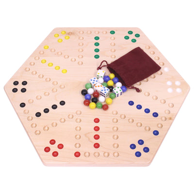 AmishToyBox.com Aggravation Wahoo Marble Board Game Set - Double-Sided - Hand Painted Wooden Family Board Game