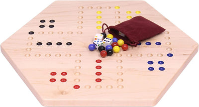 AmishToyBox.com Aggravation Wahoo Marble Board Game Set - Double-Sided - Hand Painted Wooden Family Board Game
