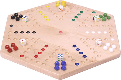 AmishToyBox.com Aggravation Wahoo Marble Board Game Set - Double-Sided - Hand Painted Wooden Family Board Game