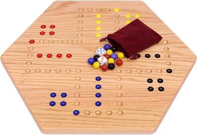 AmishToyBox.com Aggravation Wahoo Marble Board Game Set - Double-Sided - Hand Painted Wooden Family Board Game