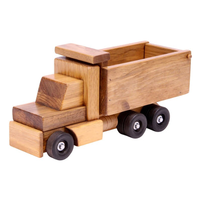 Amish-Made Wooden Toy Dump Truck, Kid-Safe Finish