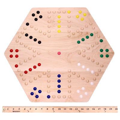 AmishToyBox.com Aggravation Wahoo Marble Board Game Set - Double-Sided - Hand Painted Wooden Family Board Game