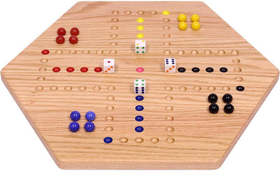 AmishToyBox.com Aggravation Wahoo Marble Board Game Set - Double-Sided - Hand Painted Wooden Family Board Game
