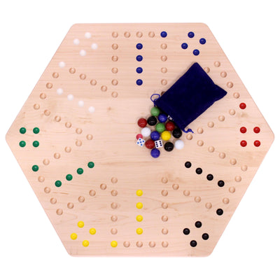 AmishToyBox.com Aggravation Wahoo Marble Board Game Set - Double-Sided - Hand Painted Wooden Family Board Game