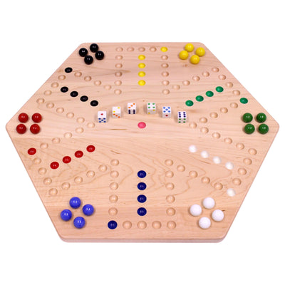 AmishToyBox.com Aggravation Wahoo Marble Board Game Set - Double-Sided - Hand Painted Wooden Family Board Game