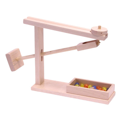Amish-Made Wooden Marble Roller Machine Toy, Child-Safe Maple/Walnut Finish