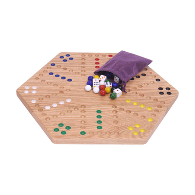 AmishToyBox.com Aggravation Wahoo Marble Board Game Set - Double-Sided - Hand Painted Wooden Family Board Game