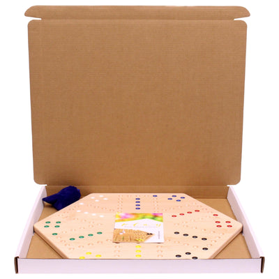 AmishToyBox.com Aggravation Wahoo Marble Board Game Set - Double-Sided - Hand Painted Wooden Family Board Game