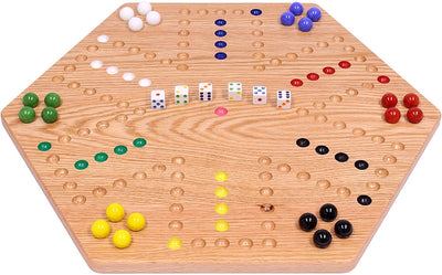 AmishToyBox.com Aggravation Wahoo Marble Board Game Set - Double-Sided - Hand Painted Wooden Family Board Game